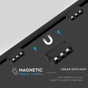 LED Μαγνητικό Φωτιστικό Ράγας 3W V-TAC Μαύρο CRI 90 24V 30° Φυσικό 4000K – 7961