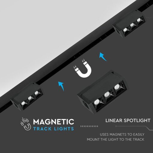 LED Μαγνητικό Φωτιστικό Ράγας 3W V-TAC Μαύρο CRI 90 24V 30° Φυσικό 4000K – 7961