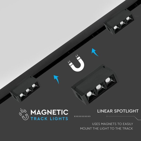 LED Μαγνητικό Φωτιστικό Ράγας 3W V-TAC Μαύρο CRI 90 24V 30° Φυσικό 4000K – 7961