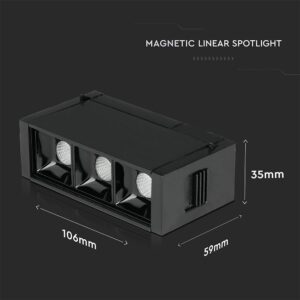 LED Μαγνητικό Φωτιστικό Ράγας 3W V-TAC Μαύρο CRI 90 24V 30° Φυσικό 4000K – 7961