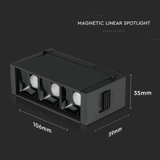 LED Μαγνητικό Φωτιστικό Ράγας 3W V-TAC Μαύρο CRI 90 24V 30° Φυσικό 4000K – 7961