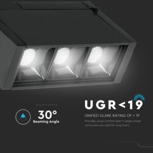 LED Μαγνητικό Φωτιστικό Ράγας 3W V-TAC Μαύρο CRI 90 24V 30° Φυσικό 4000K – 7961
