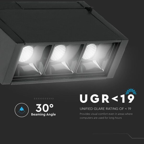 LED Μαγνητικό Φωτιστικό Ράγας 3W V-TAC Μαύρο CRI 90 24V 30° Φυσικό 4000K – 7961
