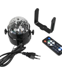 GloboStar® 79601-1 LED Party Disco Μπάλα με Περιστρεφόμενα Φωτορυθμικά Εφέ Πολύχρωμη RGB 15W με Sound Control Activated Εφέ και με Ασύρματο Χειριστήριο AC 230V IP20 Μ11 x Π8.6 x Υ13cm