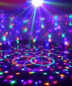 GloboStar® 79601-1 LED Party Disco Μπάλα με Περιστρεφόμενα Φωτορυθμικά Εφέ Πολύχρωμη RGB 15W με Sound Control Activated Εφέ και με Ασύρματο Χειριστήριο AC 230V IP20 Μ11 x Π8.6 x Υ13cm