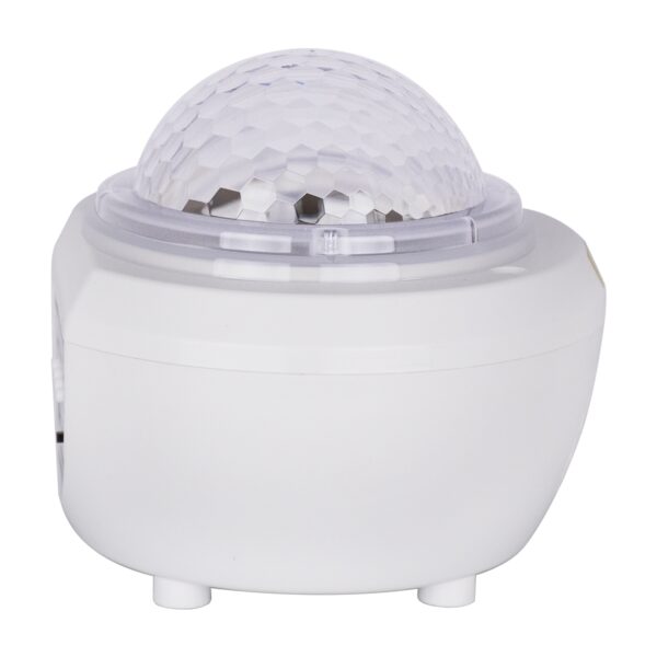 GloboStar® 79604 Λευκό Επιτραπέζιο Διακοσμητικό Φωτιστικό Ειδικών Εφε NIGHT SKY GALAXY 3D LED 10W DC 5V 2200mAh Επαναφορτιζόμενο με Bluetooth Speaker – Sound Activated – Καλώδιο Τροφοδοσίας USB και Ασύρματο Χειριστήριο RF 2.4Ghz Πολύχρωμo RGB Dimmable