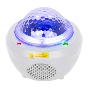 GloboStar® 79604 Λευκό Επιτραπέζιο Διακοσμητικό Φωτιστικό Ειδικών Εφε NIGHT SKY GALAXY 3D LED 10W DC 5V 2200mAh Επαναφορτιζόμενο με Bluetooth Speaker – Sound Activated – Καλώδιο Τροφοδοσίας USB και Ασύρματο Χειριστήριο RF 2.4Ghz Πολύχρωμo RGB Dimmable