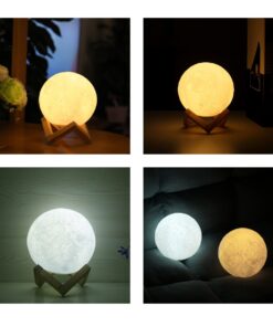 GloboStar® 79605 Επιτραπέζιο Ανάγλυφο Διακοσμητικό Φωτιστικό Φ15cm 3D MOON LIGHT LED 3.7W DC 5V με Ενσωματωμένη Μπαταρία 500mAh Li-ion Επαναφορτιζόμενο – Καλώδιο Τροφοδοσίας USB και Διακόπτη Αφής CCT Θερμό Λευκό 3000K – Ψυχρό Λευκό 6000K Dimmable