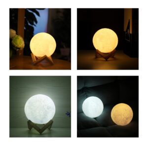 GloboStar® 79605 Επιτραπέζιο Ανάγλυφο Διακοσμητικό Φωτιστικό Φ15cm 3D MOON LIGHT LED 3.7W DC 5V με Ενσωματωμένη Μπαταρία 500mAh Li-ion Επαναφορτιζόμενο – Καλώδιο Τροφοδοσίας USB και Διακόπτη Αφής CCT Θερμό Λευκό 3000K – Ψυχρό Λευκό 6000K Dimmable