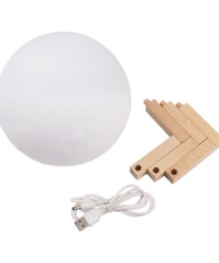 GloboStar® 79605 Επιτραπέζιο Ανάγλυφο Διακοσμητικό Φωτιστικό Φ15cm 3D MOON LIGHT LED 3.7W DC 5V με Ενσωματωμένη Μπαταρία 500mAh Li-ion Επαναφορτιζόμενο – Καλώδιο Τροφοδοσίας USB και Διακόπτη Αφής CCT Θερμό Λευκό 3000K – Ψυχρό Λευκό 6000K Dimmable