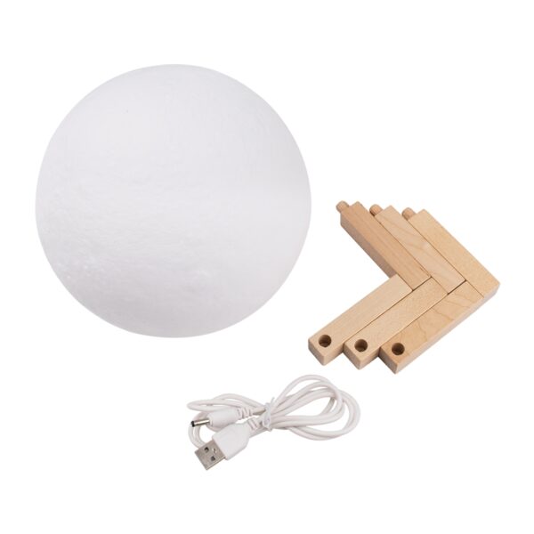 GloboStar® 79605 Επιτραπέζιο Ανάγλυφο Διακοσμητικό Φωτιστικό Φ15cm 3D MOON LIGHT LED 3.7W DC 5V με Ενσωματωμένη Μπαταρία 500mAh Li-ion Επαναφορτιζόμενο – Καλώδιο Τροφοδοσίας USB και Διακόπτη Αφής CCT Θερμό Λευκό 3000K – Ψυχρό Λευκό 6000K Dimmable