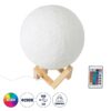 GloboStar® MOON 79607-S Επιτραπέζιο Φωτιστικό LED 3W 150lm 360° DC 5V IP20 RGB Dimmable Λευκό Πλαστικό με Μπεζ Ξύλο – Λειτουργία μόνο σε ρεύμα, χωρίς μπαταρίες – Μ20 x Π20 x Υ23cm – 2 Χρόνια Εγγύηση