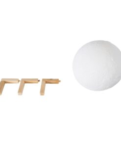 GloboStar® MOON 79607-S Επιτραπέζιο Φωτιστικό LED 3W 150lm 360° DC 5V IP20 RGB Dimmable Λευκό Πλαστικό με Μπεζ Ξύλο – Λειτουργία μόνο σε ρεύμα, χωρίς μπαταρίες – Μ20 x Π20 x Υ23cm – 2 Χρόνια Εγγύηση