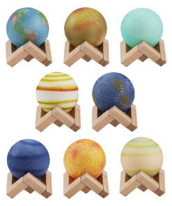 GloboStar® MOON 79609 Σετ 8 Τεμ. Μοντέρνα Επιτραπέζια Φωτιστικα Πορτατίφ LED 2W 120lm 360° DC 5V – Εναλλαγή Φωτισμού μέσω Τηλεχειριστηρίου & Αφής – Dimmable – CCT Θερμό Λευκό 3000K – Ψυχρό Λευκό 6000K – Φ8 x Υ11 – Πολύχρωμα