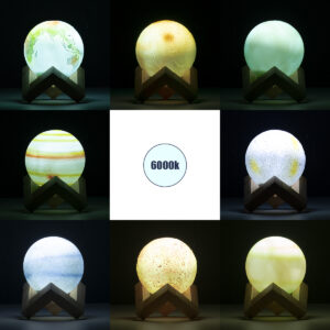 GloboStar® MOON 79609 Σετ 8 Τεμ. Μοντέρνα Επιτραπέζια Φωτιστικα Πορτατίφ LED 2W 120lm 360° DC 5V – Εναλλαγή Φωτισμού μέσω Τηλεχειριστηρίου & Αφής – Dimmable – CCT Θερμό Λευκό 3000K – Ψυχρό Λευκό 6000K  – Φ8 x Υ11 – Πολύχρωμα