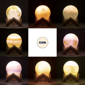 GloboStar® MOON 79609 Σετ 8 Τεμ. Μοντέρνα Επιτραπέζια Φωτιστικα Πορτατίφ LED 2W 120lm 360° DC 5V – Εναλλαγή Φωτισμού μέσω Τηλεχειριστηρίου & Αφής – Dimmable – CCT Θερμό Λευκό 3000K – Ψυχρό Λευκό 6000K  – Φ8 x Υ11 – Πολύχρωμα