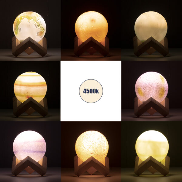 GloboStar® MOON 79609 Σετ 8 Τεμ. Μοντέρνα Επιτραπέζια Φωτιστικα Πορτατίφ LED 2W 120lm 360° DC 5V – Εναλλαγή Φωτισμού μέσω Τηλεχειριστηρίου & Αφής – Dimmable – CCT Θερμό Λευκό 3000K – Ψυχρό Λευκό 6000K  – Φ8 x Υ11 – Πολύχρωμα