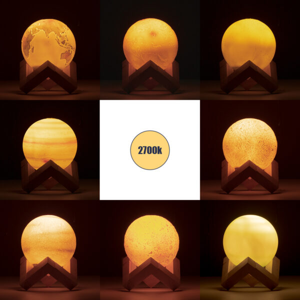 GloboStar® MOON 79609 Σετ 8 Τεμ. Μοντέρνα Επιτραπέζια Φωτιστικα Πορτατίφ LED 2W 120lm 360° DC 5V – Εναλλαγή Φωτισμού μέσω Τηλεχειριστηρίου & Αφής – Dimmable – CCT Θερμό Λευκό 3000K – Ψυχρό Λευκό 6000K  – Φ8 x Υ11 – Πολύχρωμα