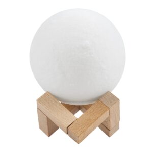 GloboStar® MOON 79618 Μοντέρνο Επιτραπέζιο Φωτιστικό Πορτατίφ LED 2W 120lm 360° DC 5V – Εναλλαγή Φωτισμού μέσω Τηλεχειριστηρίου & Αφής – Dimmable – RGBW – Φ10 x Υ13.5 – Λευκό