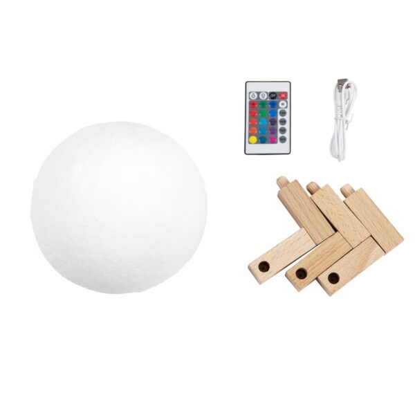 GloboStar® MOON 79618 Μοντέρνο Επιτραπέζιο Φωτιστικό Πορτατίφ LED 2W 120lm 360° DC 5V – Εναλλαγή Φωτισμού μέσω Τηλεχειριστηρίου & Αφής – Dimmable – RGBW – Φ10 x Υ13.5 – Λευκό