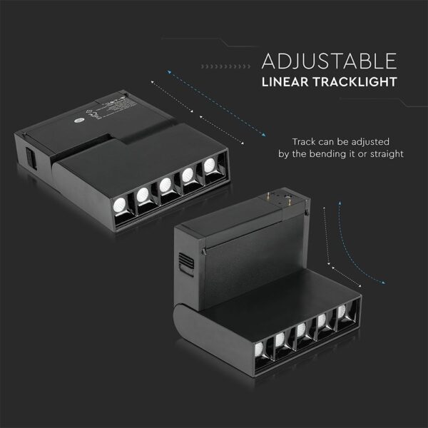 LED Μαγνητικό Φωτιστικό Ράγας 10W V-TAC Μαύρο CRI 90 24V 30° Θερμό 3000K – 7962