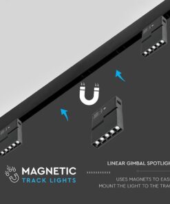 LED Μαγνητικό Φωτιστικό Ράγας 10W V-TAC Μαύρο CRI 90 24V 30° Θερμό 3000K – 7962