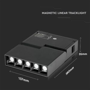 LED Μαγνητικό Φωτιστικό Ράγας 10W V-TAC Μαύρο CRI 90 24V 30° Θερμό 3000K – 7962