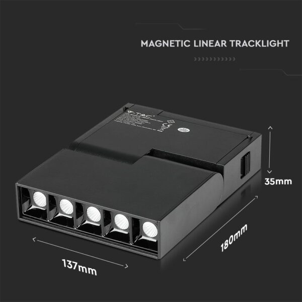 LED Μαγνητικό Φωτιστικό Ράγας 10W V-TAC Μαύρο CRI 90 24V 30° Θερμό 3000K – 7962