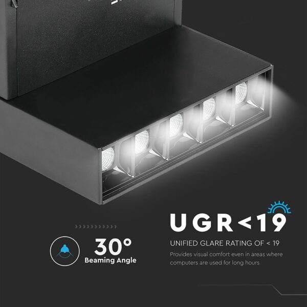 LED Μαγνητικό Φωτιστικό Ράγας 10W V-TAC Μαύρο CRI 90 24V 30° Θερμό 3000K – 7962