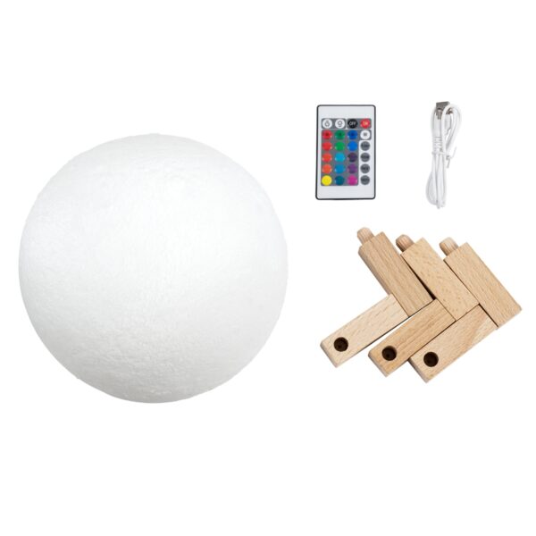 GloboStar® MOON 79620 Μοντέρνο Επιτραπέζιο Φωτιστικό Πορτατίφ LED 6W 360lm 360° DC 5V – Εναλλαγή Φωτισμού μέσω Τηλεχειριστηρίου & Αφής – Dimmable – RGBW – Φ20 x Υ25 – Λευκό