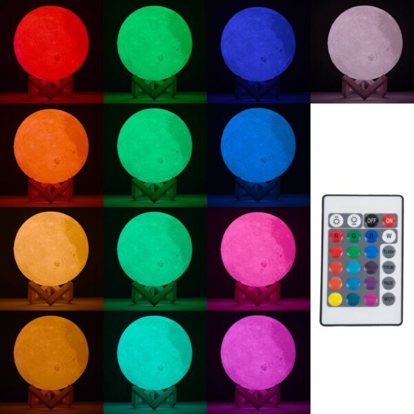 GloboStar® MOON 79620 Μοντέρνο Επιτραπέζιο Φωτιστικό Πορτατίφ LED 6W 360lm 360° DC 5V – Εναλλαγή Φωτισμού μέσω Τηλεχειριστηρίου & Αφής – Dimmable – RGBW – Φ20 x Υ25 – Λευκό