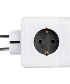 GloboStar® TRAVEL PowerCube PRO Certified 79627 Πολύπριζο 5 Θέσεων με 5 Πρίζες Ασφαλείας Childproof EU Schuko AC 220-240V Μ7.5 x Π11.5 x Υ7.5 – Λευκό με Γκρι – Max Load 3680W/16A