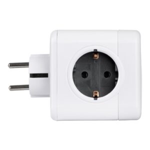 GloboStar® TRAVEL PowerCube PRO Certified 79627 Πολύπριζο 5 Θέσεων με 5 Πρίζες Ασφαλείας Childproof EU Schuko AC 220-240V Μ7.5 x Π11.5 x Υ7.5 – Λευκό με Γκρι – Max Load 3680W/16A