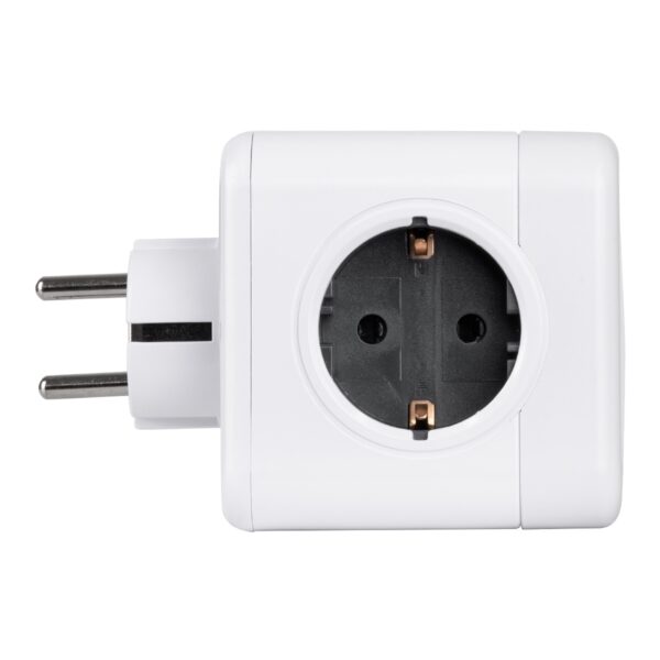GloboStar® TRAVEL PowerCube PRO Certified 79627 Πολύπριζο 5 Θέσεων με 5 Πρίζες Ασφαλείας Childproof EU Schuko AC 220-240V Μ7.5 x Π11.5 x Υ7.5 – Λευκό με Γκρι – Max Load 3680W/16A