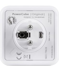 GloboStar® TRAVEL PowerCube PRO Certified 79628 Πολύπριζο 5 Θέσεων με 5 Πρίζες Ασφαλείας Childproof EU Schuko AC 220-240V Μ7.5 x Π11.5 x Υ7.5 – Λευκό με Κόκκινο – Max Load 3680W/16A