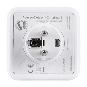 GloboStar® TRAVEL PowerCube PRO Certified 79628 Πολύπριζο 5 Θέσεων με 5 Πρίζες Ασφαλείας Childproof EU Schuko AC 220-240V Μ7.5 x Π11.5 x Υ7.5 – Λευκό με Κόκκινο – Max Load 3680W/16A