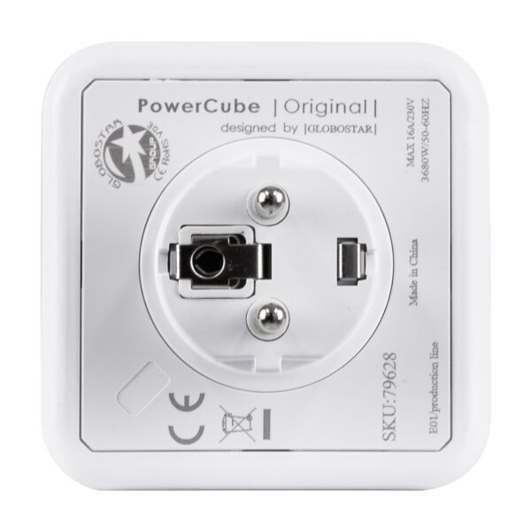 GloboStar® TRAVEL PowerCube PRO Certified 79628 Πολύπριζο 5 Θέσεων με 5 Πρίζες Ασφαλείας Childproof EU Schuko AC 220-240V Μ7.5 x Π11.5 x Υ7.5 – Λευκό με Κόκκινο – Max Load 3680W/16A