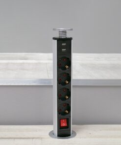 GloboStar® 79631 Χωνευτό Πτυσσόμενο Πολύμπριζο με 4 Πρίζες Ασφαλείας EU Σούκο AC 230V Max 4000W & 2 Εξόδους USB DC 5V Max 3A 18W & Ενσωματωμένο Διακόπτη Οn/Off