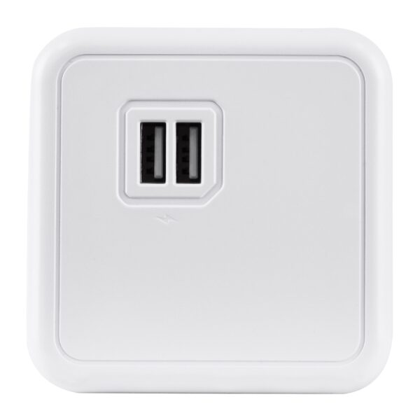 GloboStar® TRAVEL PowerCube PRO Certified 79633 Πολύπριζο 6 Θέσεων με 4 Πρίζες Ασφαλείας Childproof EU Schuko AC 220-240V & 2 Πρίζες USB Max 2.1A/DC 5V Μ7.5 x Π11.5 x Υ7.5 – Λευκό με Γκρι – Max Load 3680W/16A