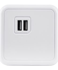 GloboStar® TRAVEL PowerCube PRO Certified 79634 Πολύπριζο 6 Θέσεων με 4 Πρίζες Ασφαλείας Childproof EU Schuko AC 220-240V & 2 Πρίζες USB Max 2.1A/DC 5V Μ7.5 x Π11.5 x Υ7.5 – Λευκό με Κόκκινο – Max Load 3680W/16A