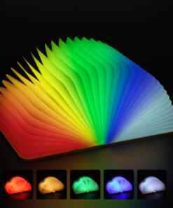 GloboStar® 79636 Vintage Ξύλινο Επιτραπέζιο Διακοσμητικό Φωτιστικό XL Βιβλίο LED SMD 4W 350lm DC 5V 2000mAh Επαναφορτιζόμενο με Καλώδιο Τροφοδοσίας USB RGB 21.5 x 16.5 x 2.2cm