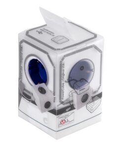 GloboStar® TRAVEL PowerCube PRO Certified 79638 Πολύπριζο 6 Θέσεων με 4 Πρίζες Ασφαλείας Childproof EU Schuko AC 220-240V & 2 Πρίζες USB Max 2.1A/DC 5V Μ7.5 x Π11.5 x Υ7.5 – Λευκό με Μπλε – Max Load 3680W/16A