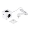 GloboStar® TRAVEL PowerCube PRO Certified 79639 Πολύπριζο 6 Θέσεων με 1.5m Kαλώδιο – 4 Πρίζες Ασφαλείας Childproof EU Schuko AC 220-240V & 2 Πρίζες USB Max 2.1A/DC 5V Μ7.5 x Π7.5 x Υ7.5 – Λευκό με Γκρι – Max Load 3680W/16A