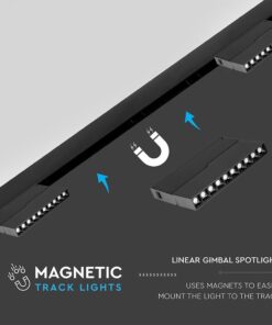 LED Μαγνητικό Φωτιστικό Ράγας 20W V-TAC Μαύρο CRI 90 24V 30° Φυσικό 4000K – 7965