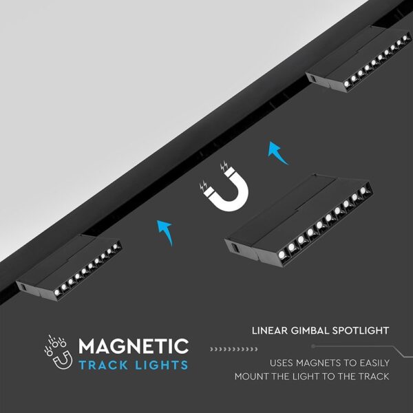 LED Μαγνητικό Φωτιστικό Ράγας 20W V-TAC Μαύρο CRI 90 24V 30° Φυσικό 4000K – 7965