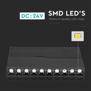 LED Μαγνητικό Φωτιστικό Ράγας 20W V-TAC Μαύρο CRI 90 24V 30° Φυσικό 4000K – 7965