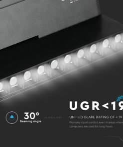 LED Μαγνητικό Φωτιστικό Ράγας 20W V-TAC Μαύρο CRI 90 24V 30° Φυσικό 4000K – 7965