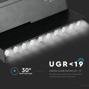 LED Μαγνητικό Φωτιστικό Ράγας 20W V-TAC Μαύρο CRI 90 24V 30° Φυσικό 4000K – 7965