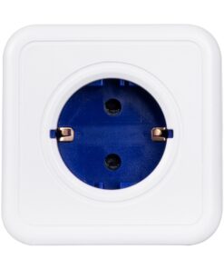 GloboStar® TRAVEL PowerCube PRO Certified 79646 Πολύπριζο 5 Θέσεων με 1.5m Kαλώδιο – 5 Πρίζες Ασφαλείας Childproof EU Schuko AC 220-240V Μ7.5 x Π11.5 x Υ7.5 – Λευκό με Μπλε – Max Load 3680W/16A