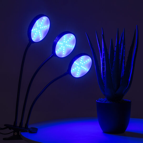 GloboStar® 79652 Grow Light Full Spectrum LED Φωτιστικό Ανάπτυξης Φυτών Γλάστρας με 3 Κινούμενες Κεφαλές & Βάση Clip SMD 2835 15W 160° DC 5V IP20 με Dimmer & Timer Εσωτερικού Χώρου για Κάλυψη Επιφάνειας 1m x 1m Πλήρους Φάσματος Φωτισμού